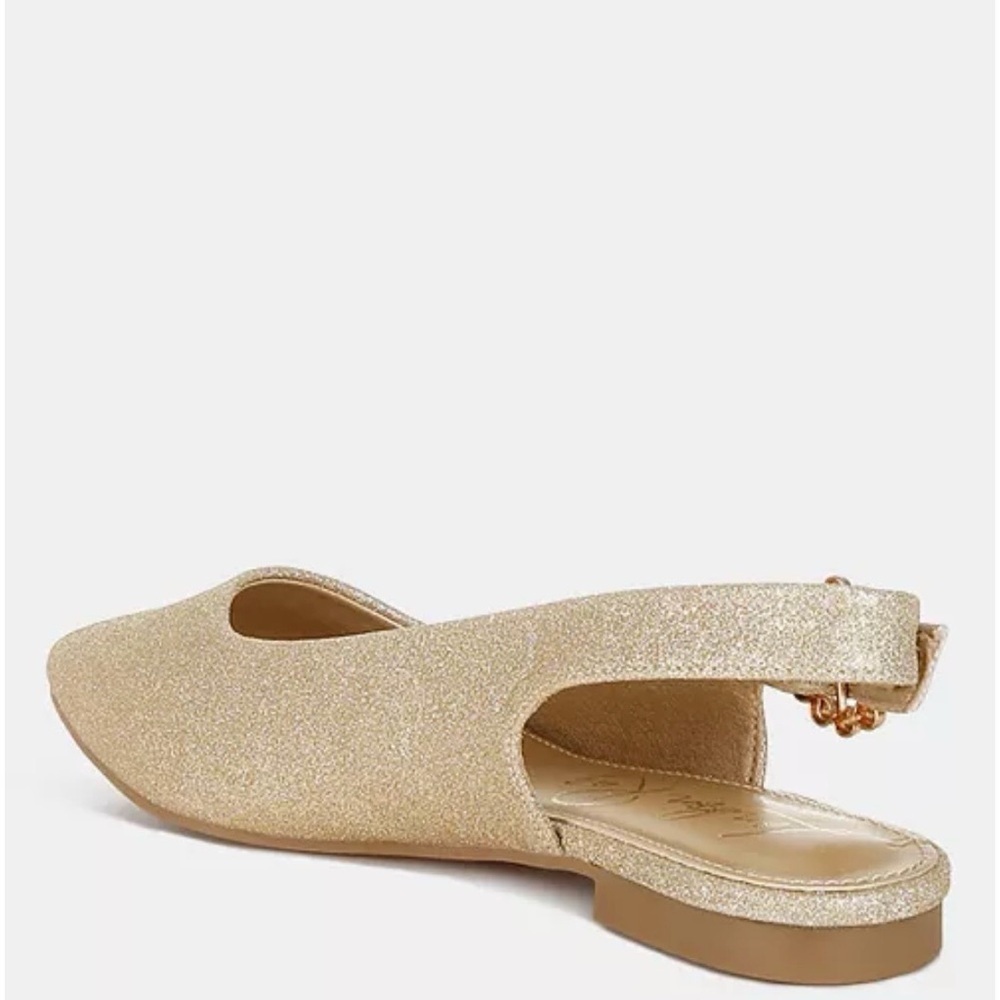 Women's Flats Slingback London Rag Gold Glitter - Picture 2 of 5